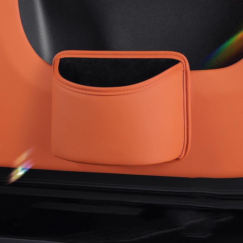 PU Leather Car Storage Box, Multifunctional Portable Trash Can, Suitable for Door Side Car Seat Back Hanging Organizer