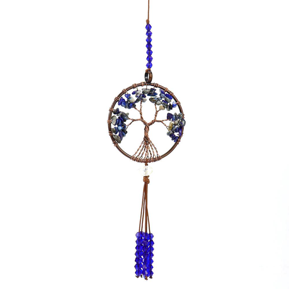 Agate Tree Of Life Car Charm With Handcrafted Crystal Fringe For Vehicle Decor