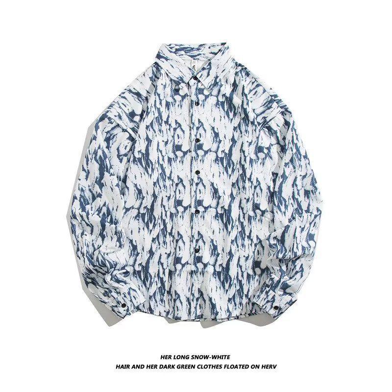 

Винтажная рубашка с цветочным узором в гонконгском стиле: Унисекс, ретро, свободный крой, куртка с длинными рукавами 2XL 68-75kg