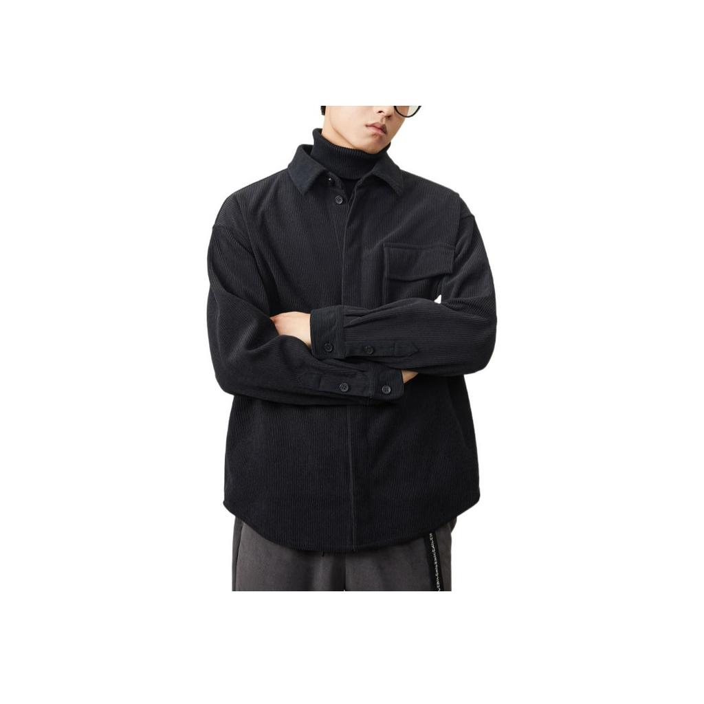 Anta Life Series Solid Color Logo Button-Up Collar Jacket Unisex Jackets Black 172248771-2