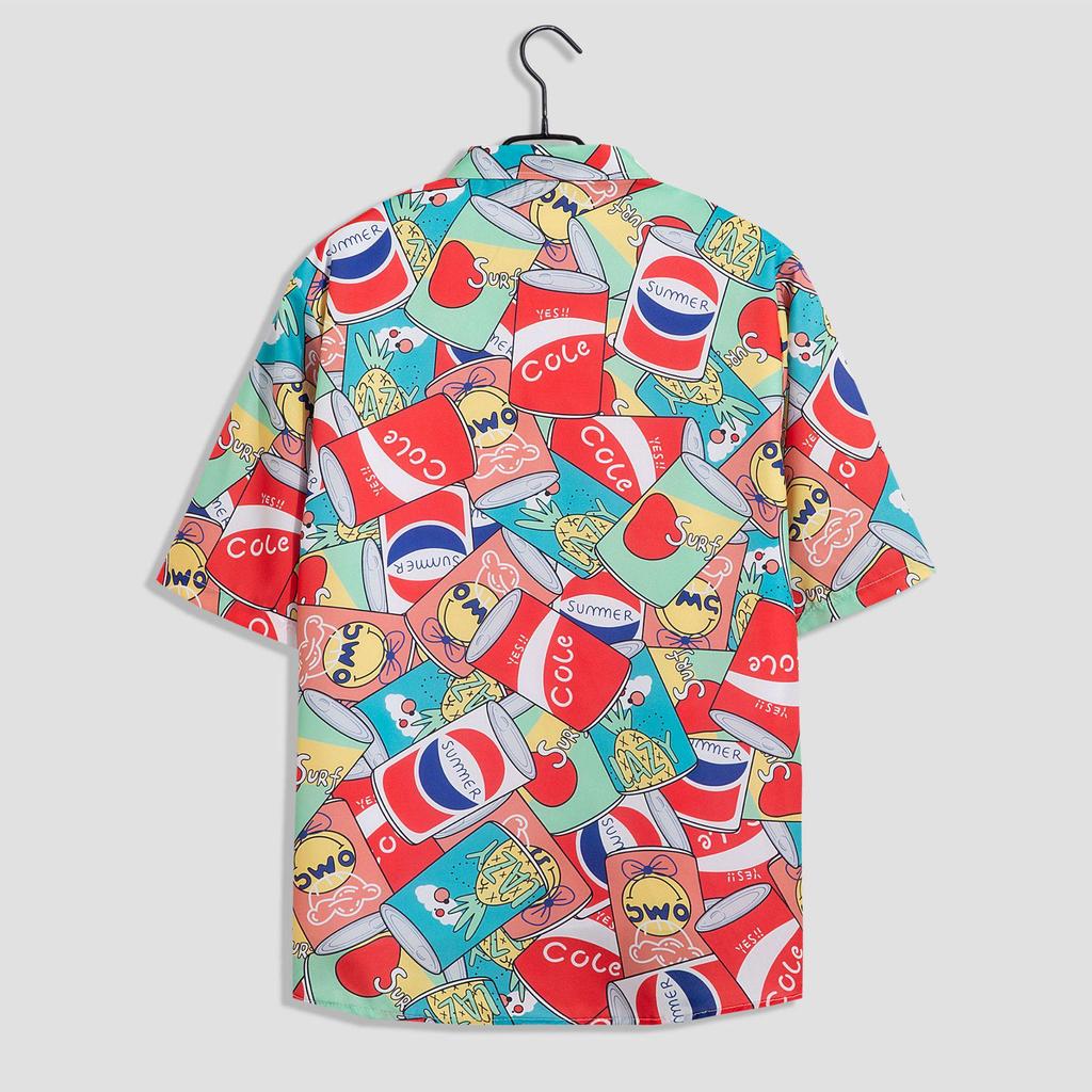 Hawaiian Floral Beach Set: Men's Loose-Fit Plus Size Short Sleeve Shirt & Casual Shorts