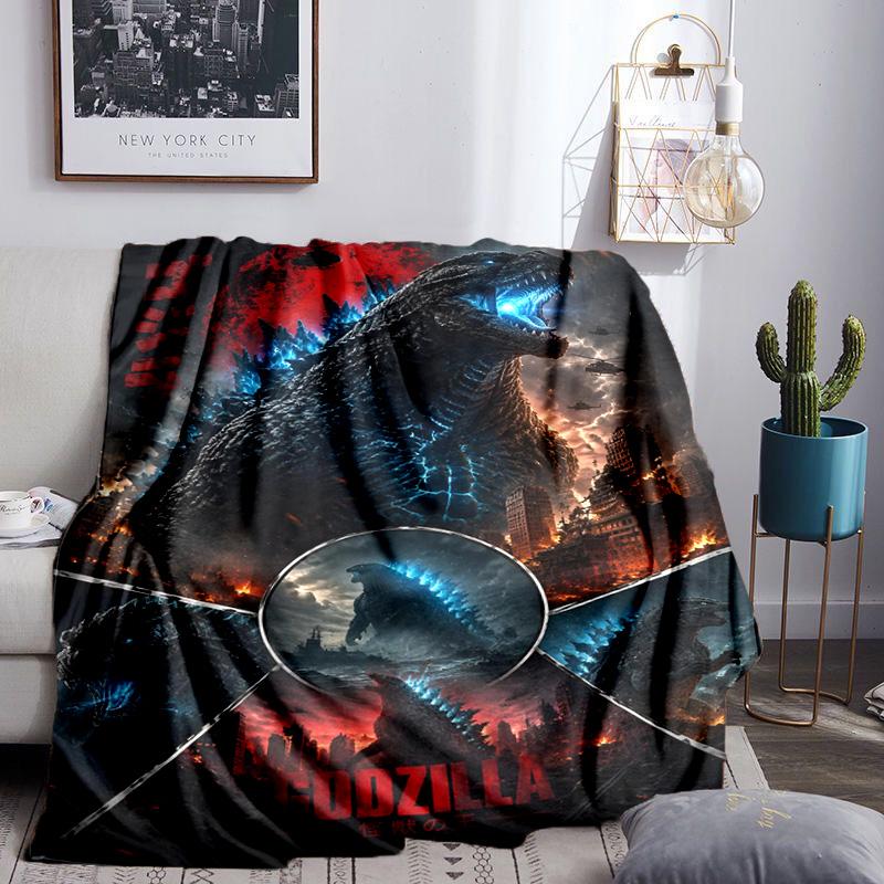 Godzi-lla Destruction Throws Blanket Flannel Blankets Plush for Couch Bed Gifts for Men Women Travel picnic blanket Christmas fan gifts
