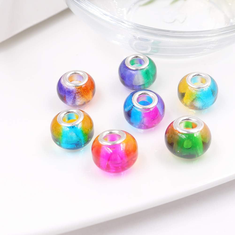 12/30/60 шт. 15x11 мм крупные бусины с отверстиями разных цветов с серебристыми сердечниками европейские подвески подходят для браслета ожерелья