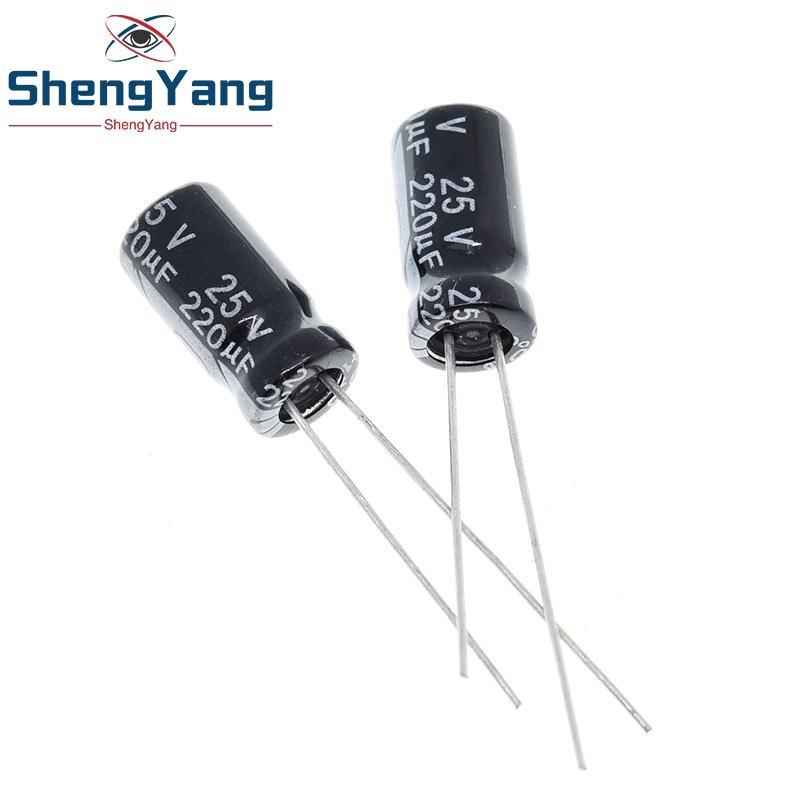 50/100PCS Higt quality 25V220UF 6*12mm 220UF 25V TZT 6*12 Electrolytic capacitors for Boost Step Down Power Module