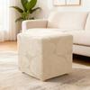 Leaf Jacquard Elastic Square Dust-proof Sofa Footrest Cover Stretch Stripe Slipcover Stool Cover Living Room Office Home Decor