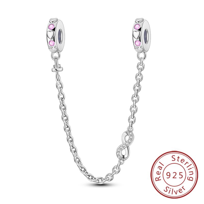 New Original Safety Chain Clasp Clip Charm Bead Copper Heart Bow Star Moon Fit Bracelet Diy Woman Girl Jewelry Gift