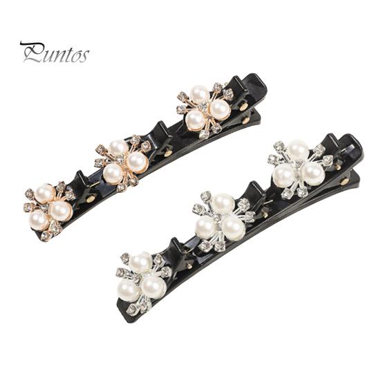 

2/3/4 шт. Женские плетеные заколки для волос со сверкающими стразами, вишневыми бабочками, клеверным декором, двухслойные челки, шпильки, аксессуары для волос C