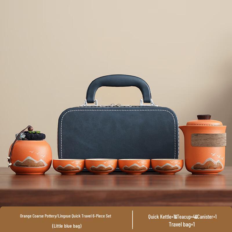 Guochao Style Green Mountain Flying Bird Ceramic Tea Set