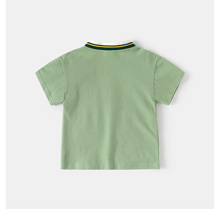 Boys Summer Short Sleeve POLO Shirt Belly Cover Stand-Up Collar Top Children's Baby Cotton Cartoon Thin T-Shirt
