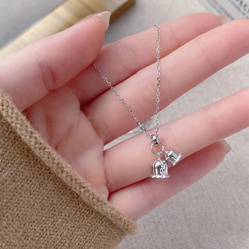 S999 Sterling Silver Lily Flower Clavicle Necklace for Women - Elegant, Simple, Versatile Design Pure Silver