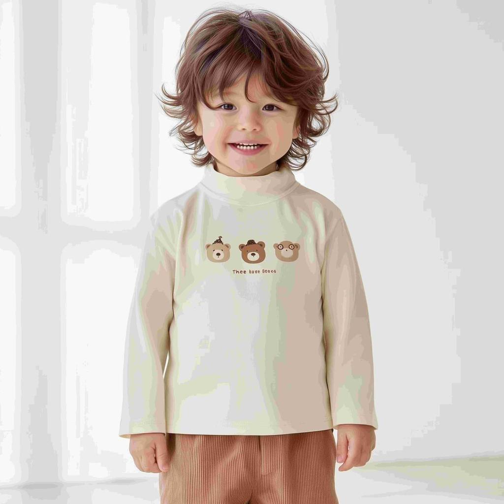 Kinder 280g Gekämmte Baumwolle Samt Mittelhoher Kragen Langarm - Warm, Weich und Bequem für den Herbst