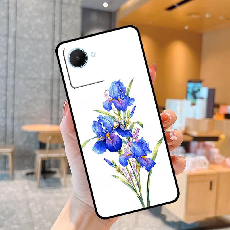 Blue Iris Flower Case For Realme C55 C33 C31 C35 C30 C11 C15 C25s C21Y GT Neo 5 3T 2T 8 9 10 11 Pro Plus