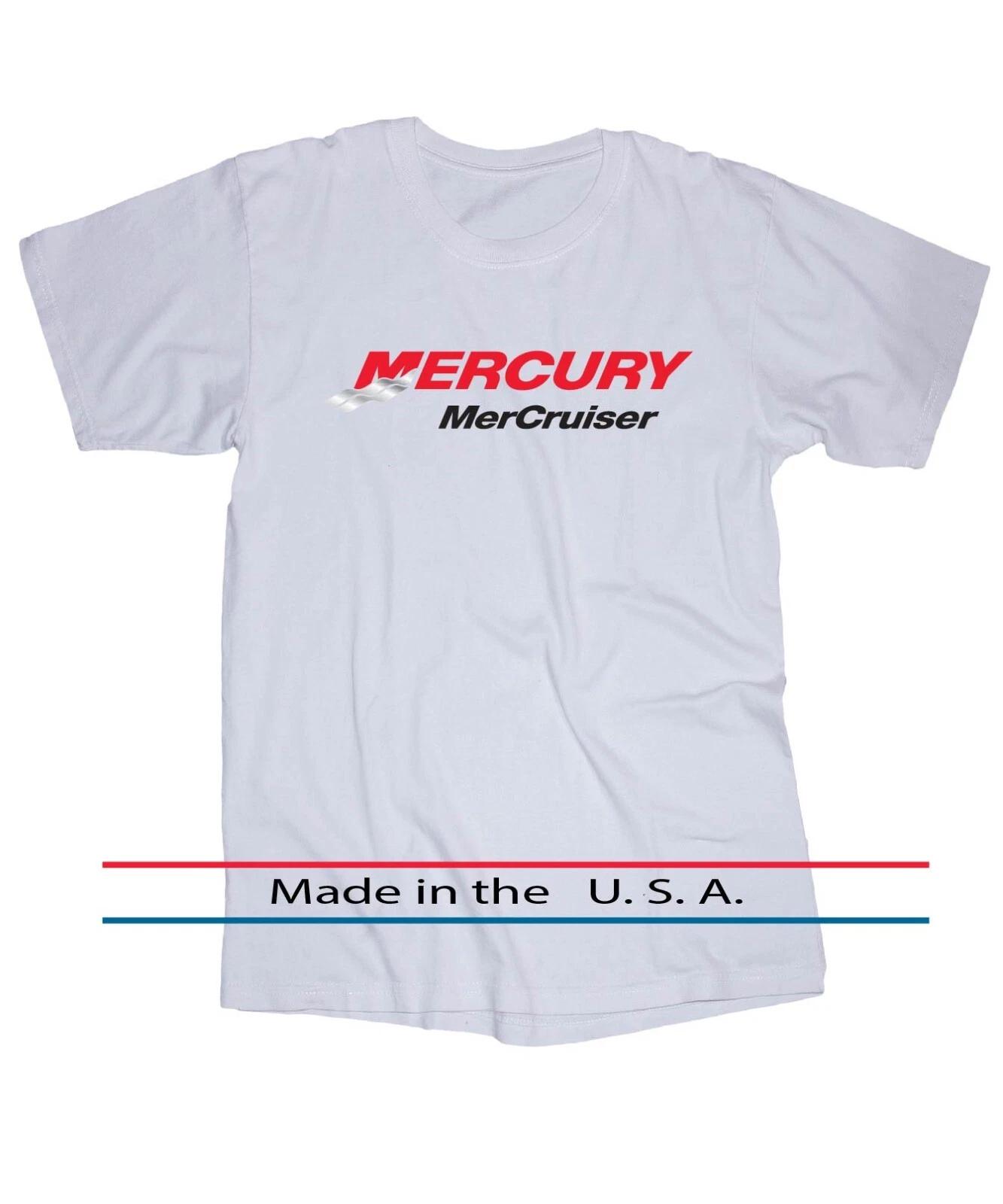 Mercury MerCruiser Outboard motor logo White T-shirt Boating 4XL