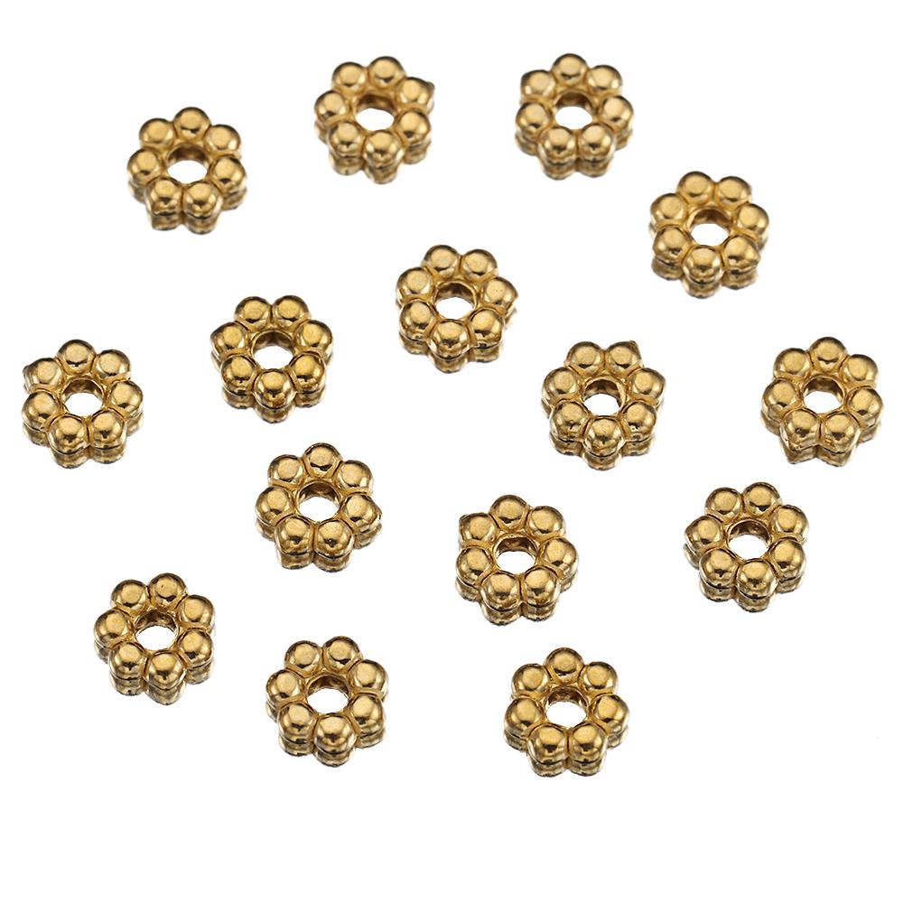 50pcs Stainless Steel Gold Color Daisy Spacer Beads Mini Spacer Beads Charms Pendants for Bracelet Necklace Jewelry Making DIY