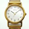 Used C143 [Vintage, Battery Replaced] SEIKO Gold-Tone Round Case Breguet Numerals Ladies Watch