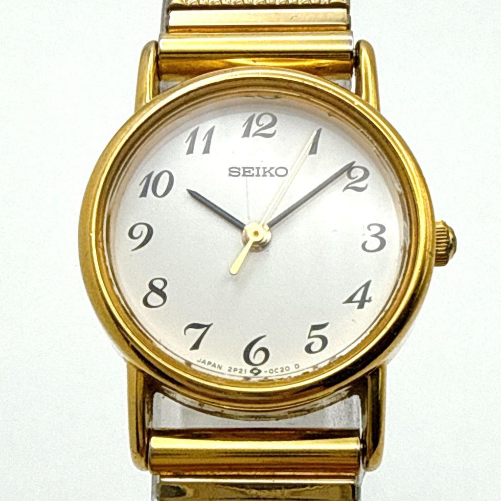 Used C143 [Vintage, Battery Replaced] SEIKO Gold-Tone Round Case Breguet Numerals Ladies Watch