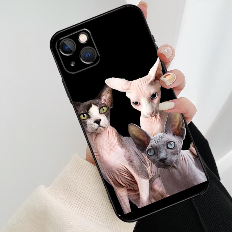 Sphynx Cat Phone Case For iPhone 11 12 13 14 15 16 Pro Max Mini X XR XS Max Plus Cover Funda