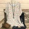 Women's T-shirt Fashion Small Floral 3D Digital Print Round Neck Five Quarter Sleeve T-shirt