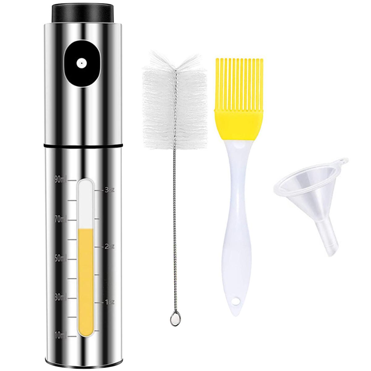 

Бутылка-распылитель для масла из нержавеющей стали объемом 100 мл, герметичный распылитель для гриля, барбекю, кухонных принадлежностей и кухонных гаджетов серебряный