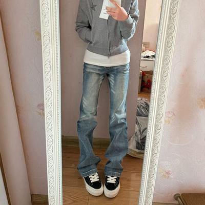 Women's Low Waist Slim Fit Micro Flare Jeans Vintage Stretch Denim Bootcut Pants