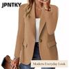 JPNTKY Women's Vintage Casual Solid Color Print Autumn Winter Long Sleeve POLO Neck Jackets & Coats