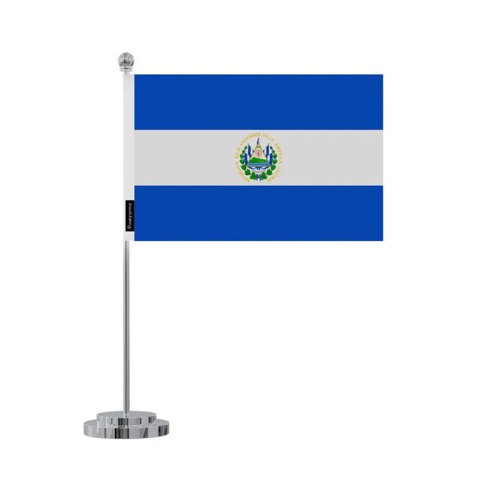 Drapeau de bureau - Salvador - 14 x 21 cm - Polyester - Impression recto/verso - Acier inoxydable