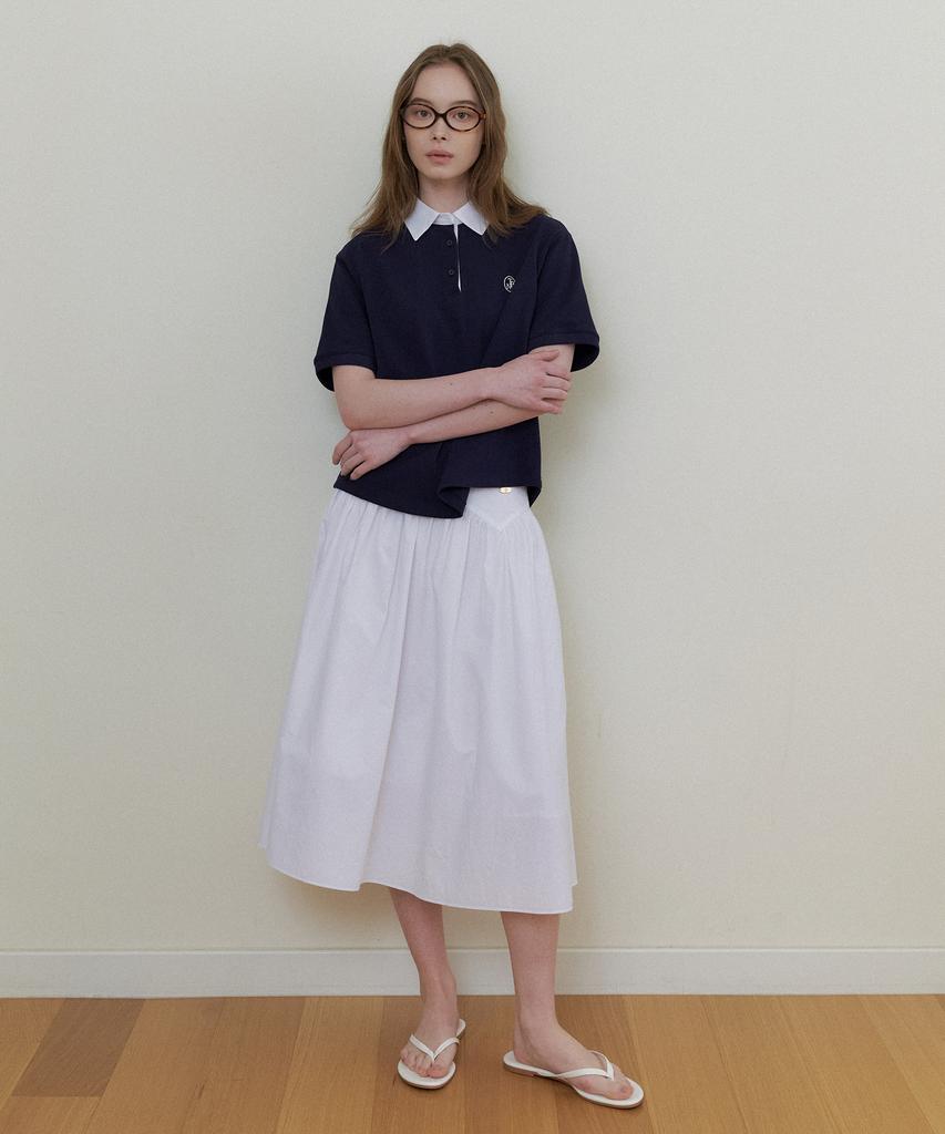 The Penny May Shirring Skirt - Ivory