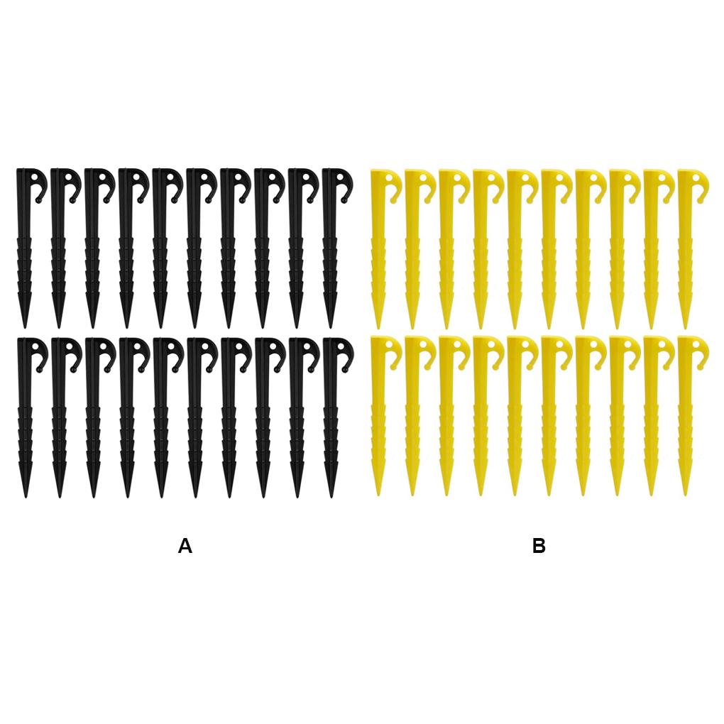 Pack of 20 Tent Nails Plastic Ground Pegs with Hooks Garden Fence Rainproof Cloth Camping Awning Stakes Support Nail