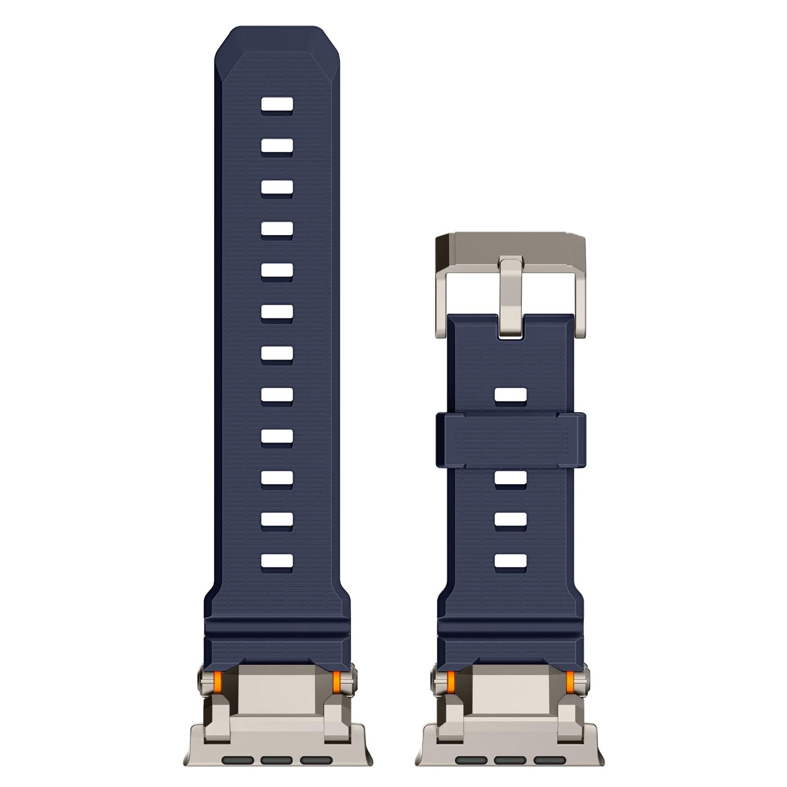 

Резиновый ремешок для Apple Watch Ultra 2 49 мм Series 10 46 мм 9 8 7 se 6 5 4 Титановый Оранжевый Силиконовый ремешок для iWatch 45 мм 44 мм 49 мм 49 S10-46 45 44 42mm