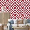 Wallpaper Casual Checkerboard Red, White and Coral 50x1000