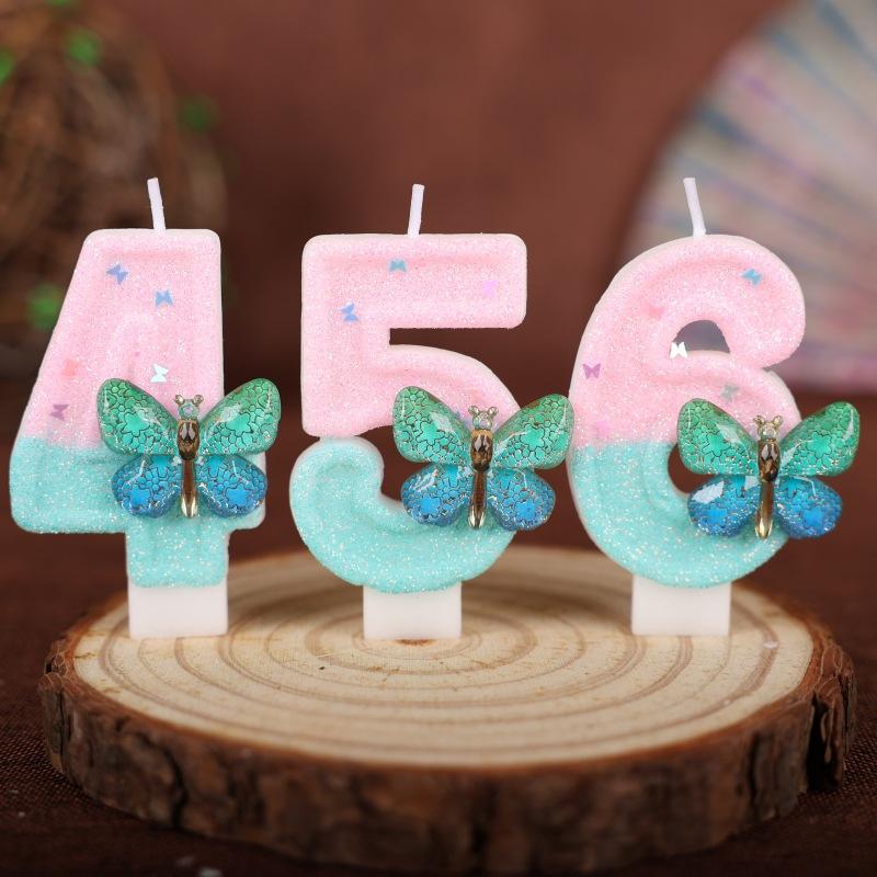 Butterfly Number Birthday Candle Cake Party Decoration Birthday Handmade Candle 0-9