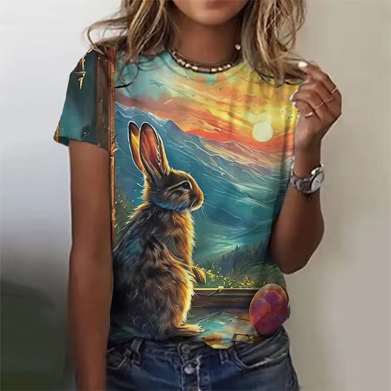 Sommer Bunt Gepunktet 3D-Druck T-Shirts Damen Streetwear Lässig Mode Y2k Kurzarm T-Shirt O-Ausschnitt Tees Tops Kleidung