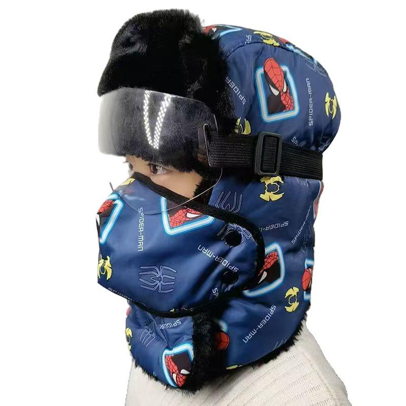 Kids' Velvet-Lined Winter Hat with Ear Protection - Windproof, Warm, and Perfect for Cycling