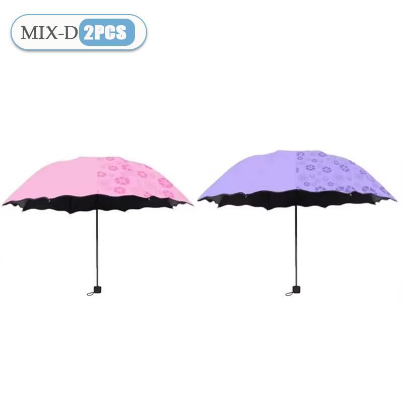 Water Blossom Umbrella Magic Folding Umbrella with Rainwater Pattern Windproof Sunshade Umbrella Outdoor UV Protection Umbrella