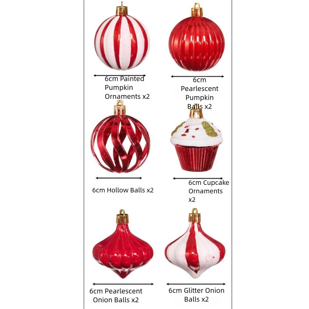 12Pcs/Box 6CM Christmas Hanging Balls Shatterproof Electroplated Painted Christmas Ball Set Plastic Christmas Hanging Ornament