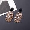 Cross-Border Retro Coffee Color Block Heart Acrylic Earrings for Women - Christmas Jewelry Accessory