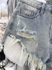 Summer 2026 American Pink Ripped Denim Shorts - Korean Style Wide-Leg A-line Hot Pants