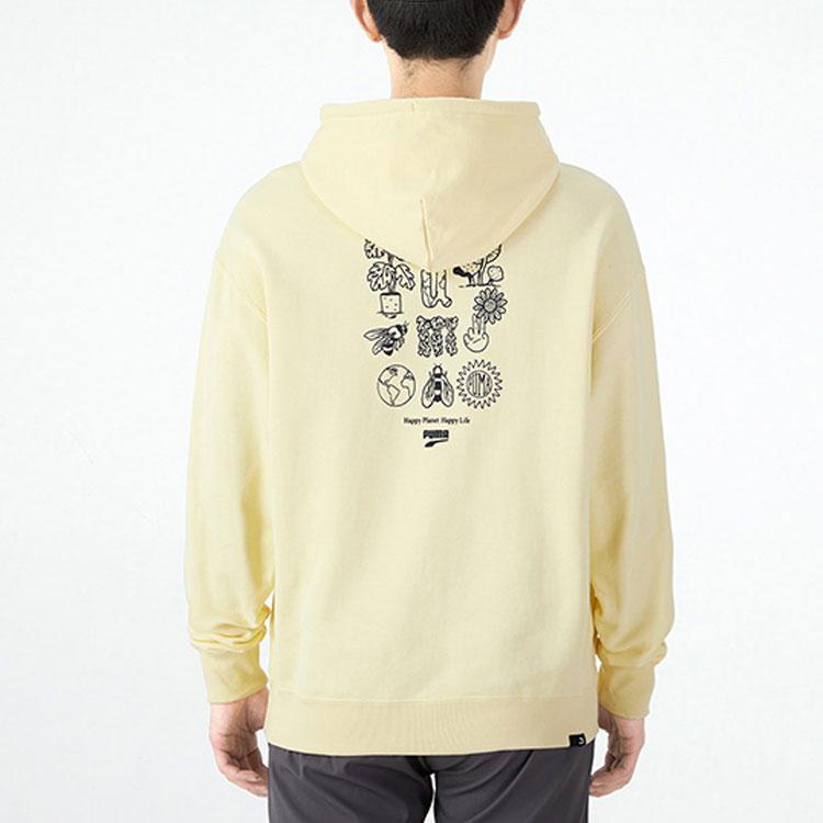 Puma Downtown Fun Logo Print Hoodie Men Tops Yellow 535412-41