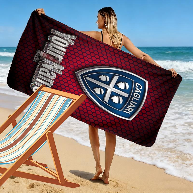 Name Custom Cagliari Calcio Print Beach Towel, Large Soft Quick Dry Towel for Beach Camping Swimming