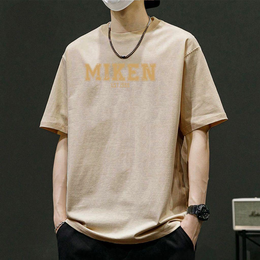 Miken Pattern Men's Pure Cotton T-shirt O-neck Short Sleeves Casual Tee