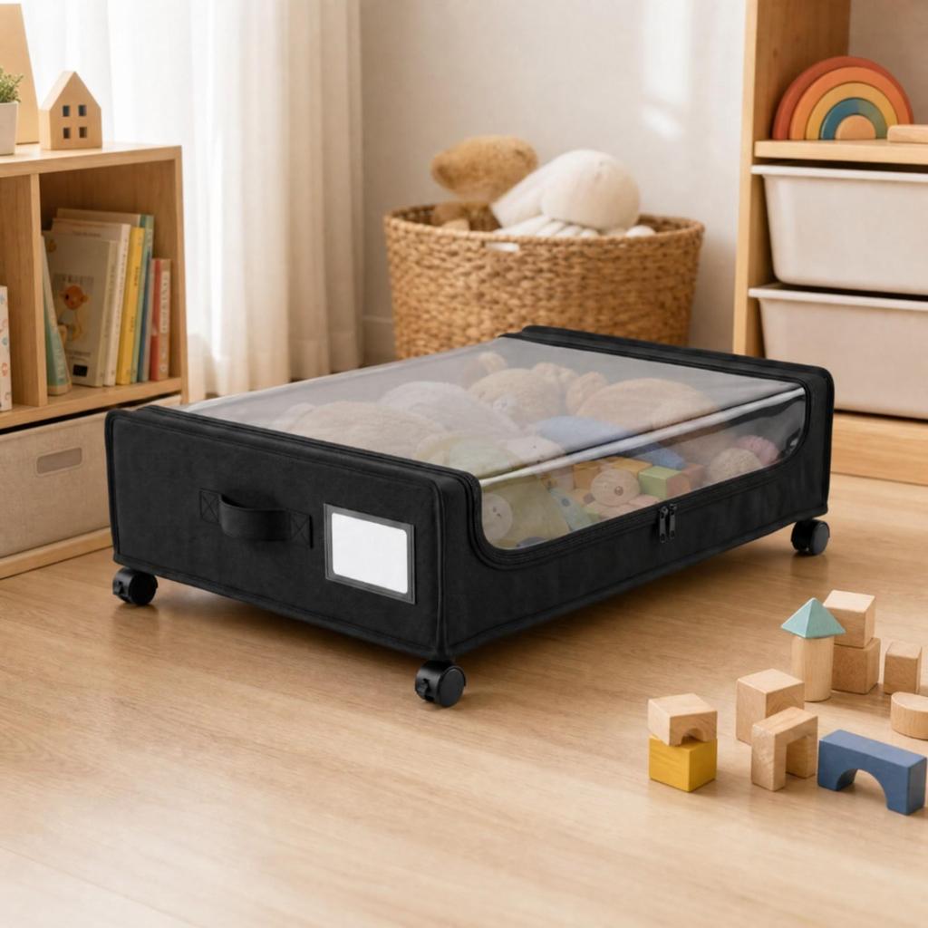 Under Bed Storage Box Dust-Proof Wheeled Under-Bed Clear Window