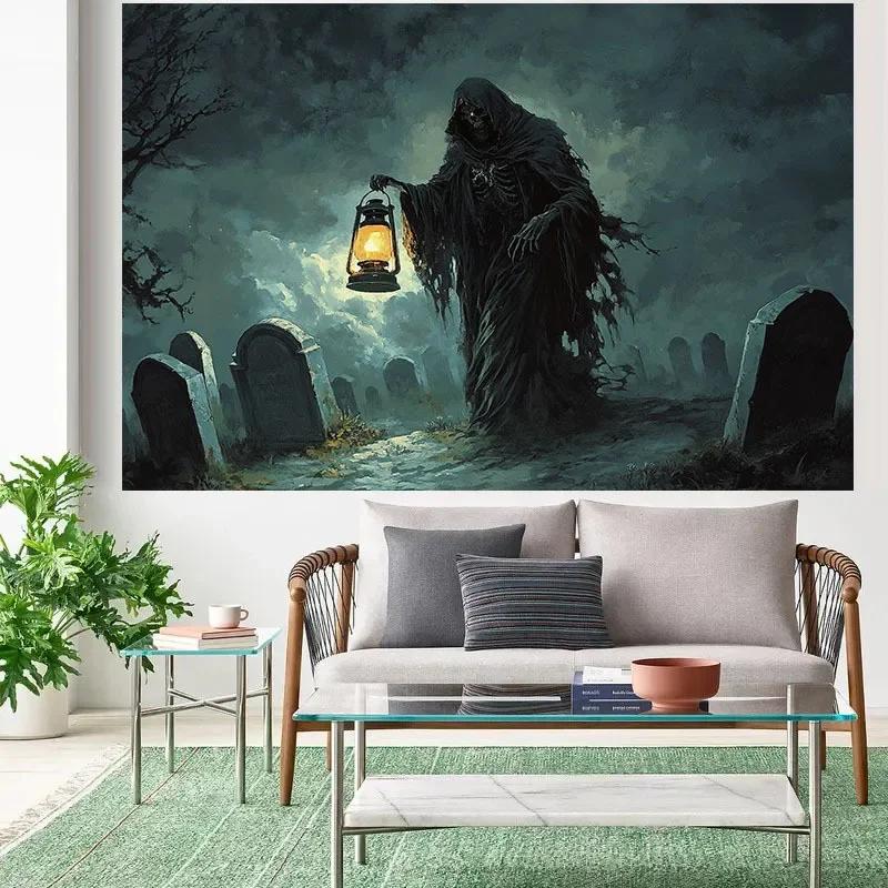 1 piece of Halloween horror-themed backdrop - featuring skull and tombstone designs, suitable for various party sizes