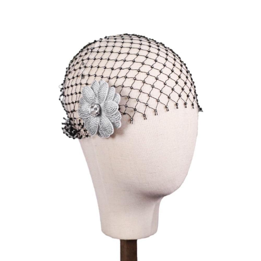 Black Bridal Veils Flower Wedding Headwear French Style Bride Head Net  Hair Jewelry