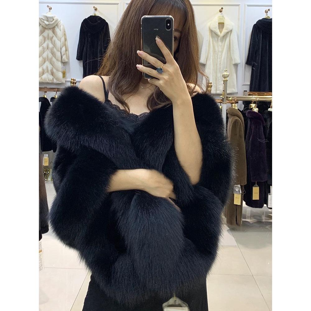 Brand New Fur Women's Shawl Cape Eco-friendly Mink Fox Fur Mink Coat