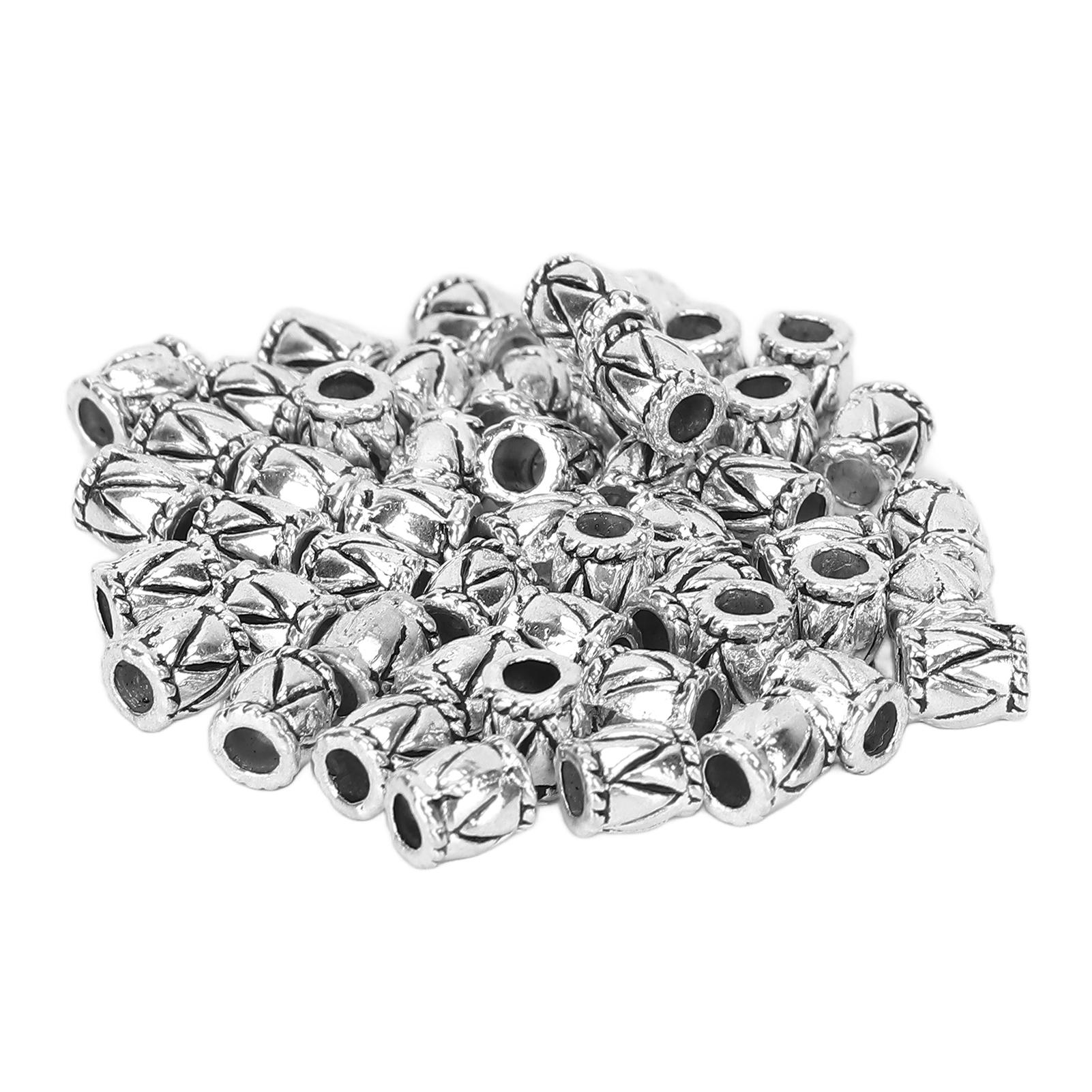 

50 шт. Ретро бусины для волос в форме бороды, бусины для плетения волос, аксессуары из сплава Silver