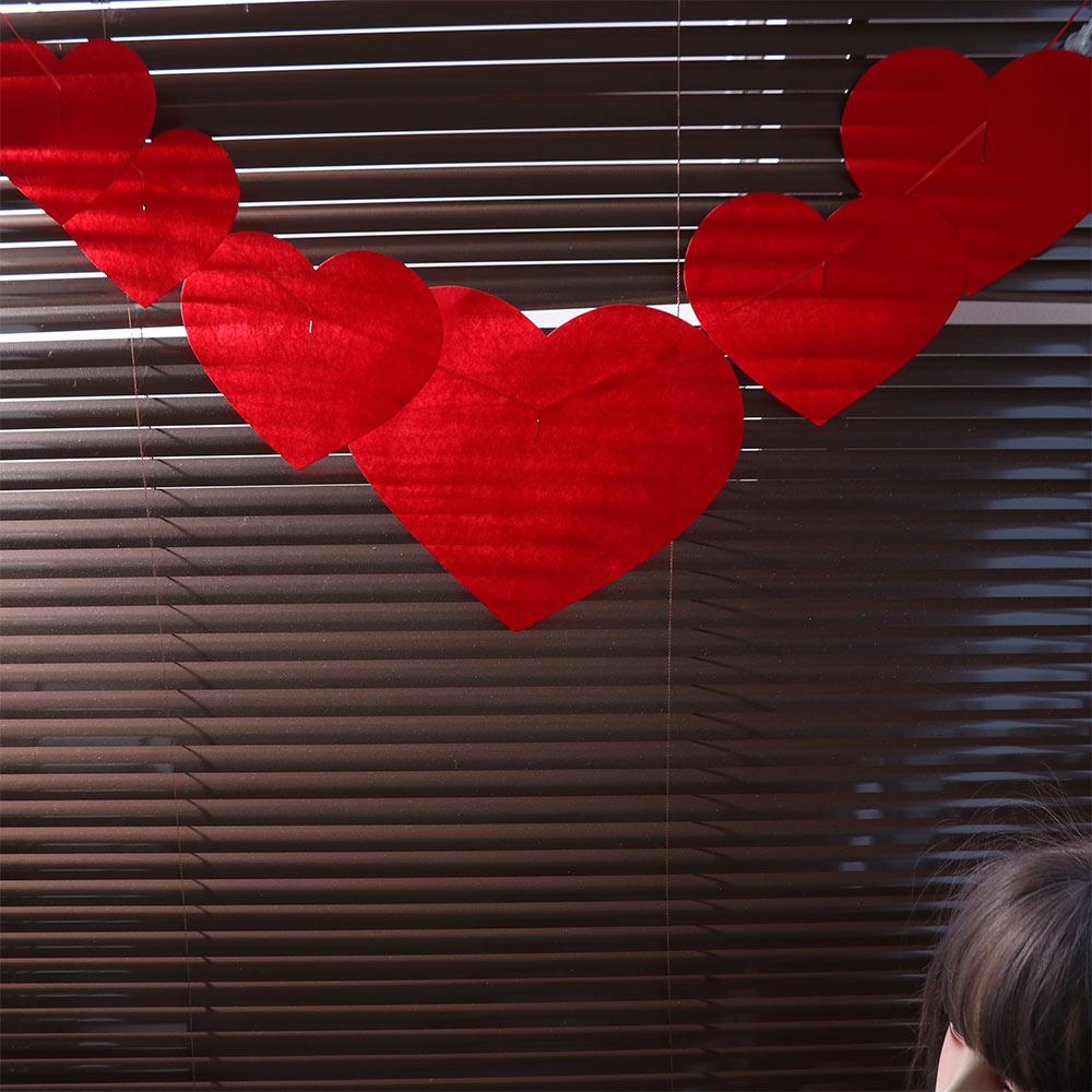 Wiederverwendbares Herzförmiges Banner Rote Festliche Zugfahne Valentinstagsbanner Geburtstagsparty