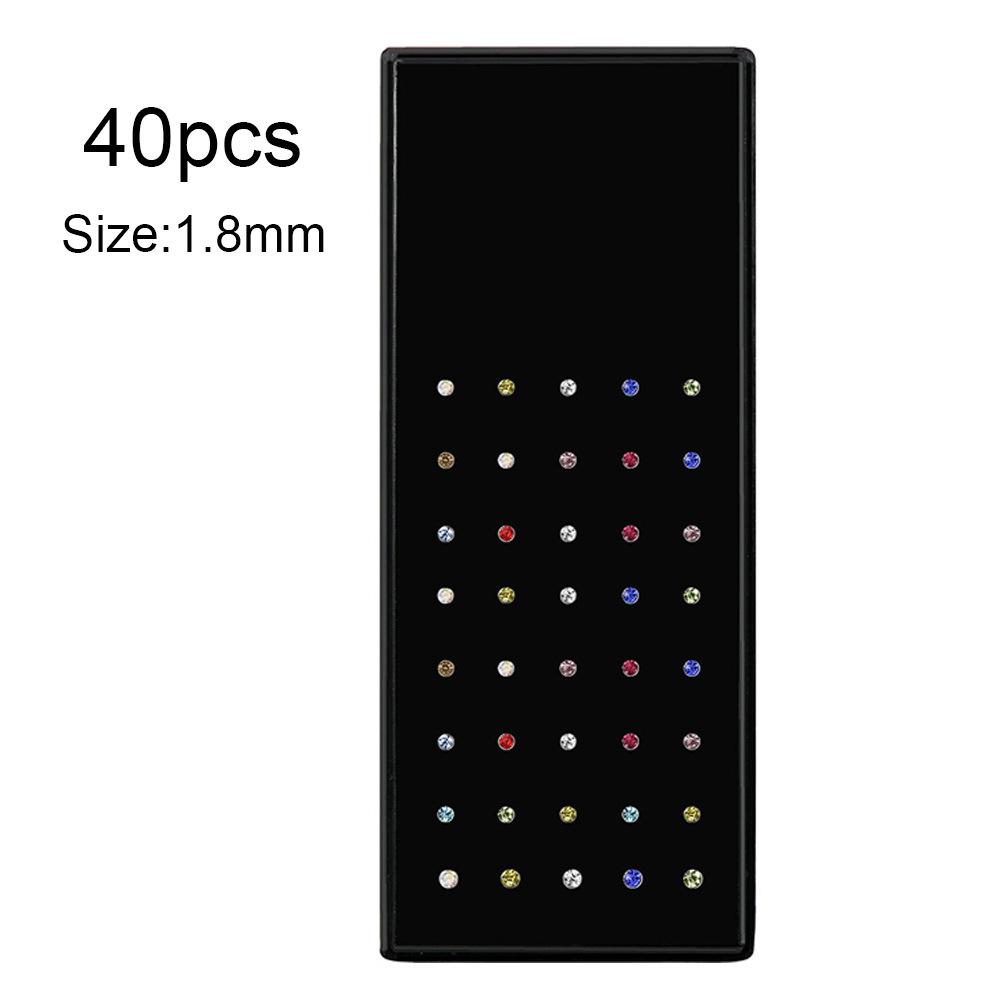 60 Stainless Steel L-Shaped Nose Studs (1.5/2.0/2.5mm) with Diamond Inlay Curve Nose Rings