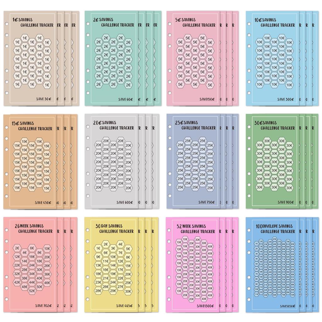 Cross-Border Exclusive 6-Hole A6 Envelope 52-Week & 30-Day Savings Challenge Planner