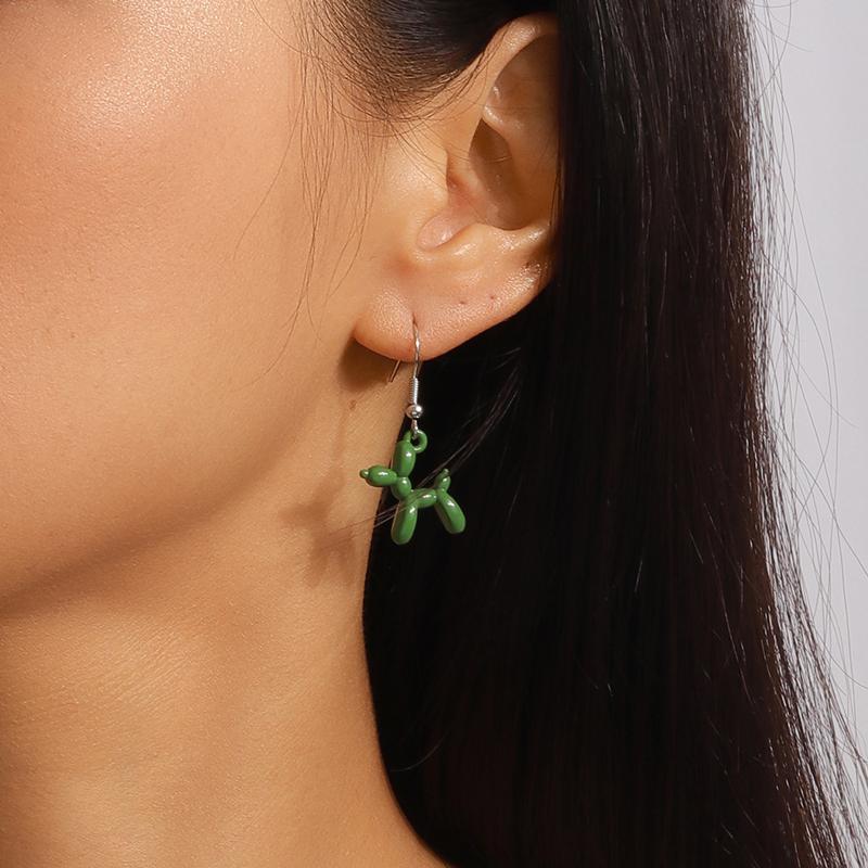 

Trendy Colorful Balloon Dog Pendant Earrings for Women Creative Cute Puppy Dangling Earrings Fashion Zircon Accessories Gift