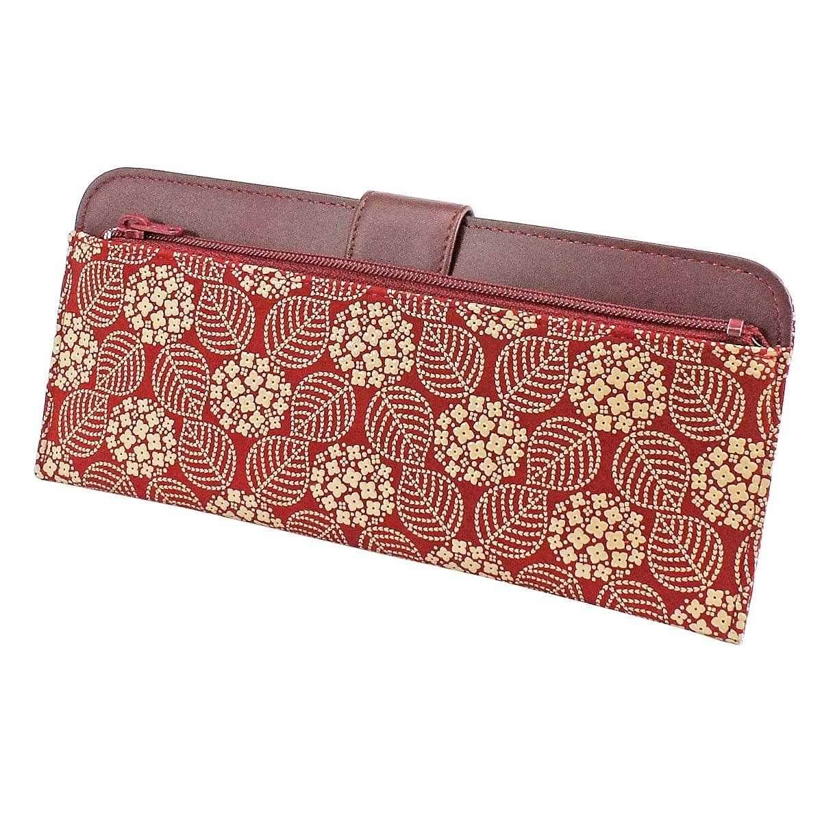 

Inden Long Wallet Bundle L Thin Deerskin Red x White Lacquer Hydrangea Pattern [Indenya] 2107-13-174